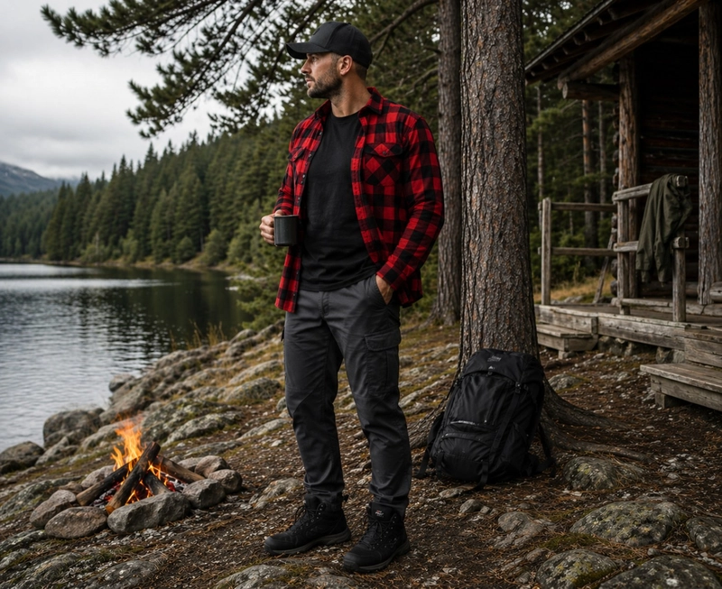 Flanellová košela Bennon PIPPO Shirt red/black