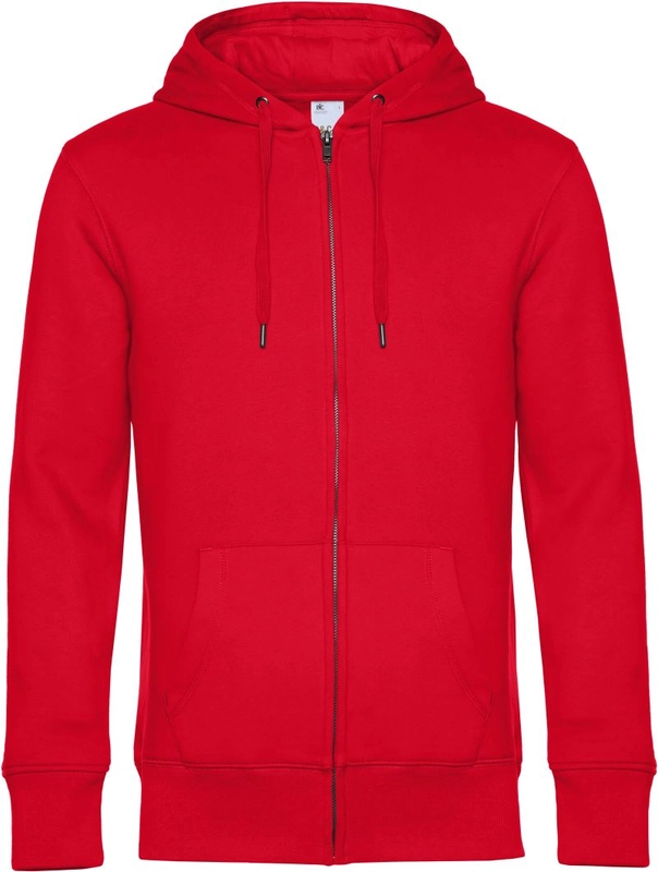 Pánska mikina s kapucňou | B&C | KING Zipped Hood_°, červená, 4XL