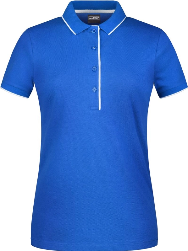 Dámske piqué polo s kontrastnou légou | James & Nicholson | JN 727, kráľovská/biela, XS