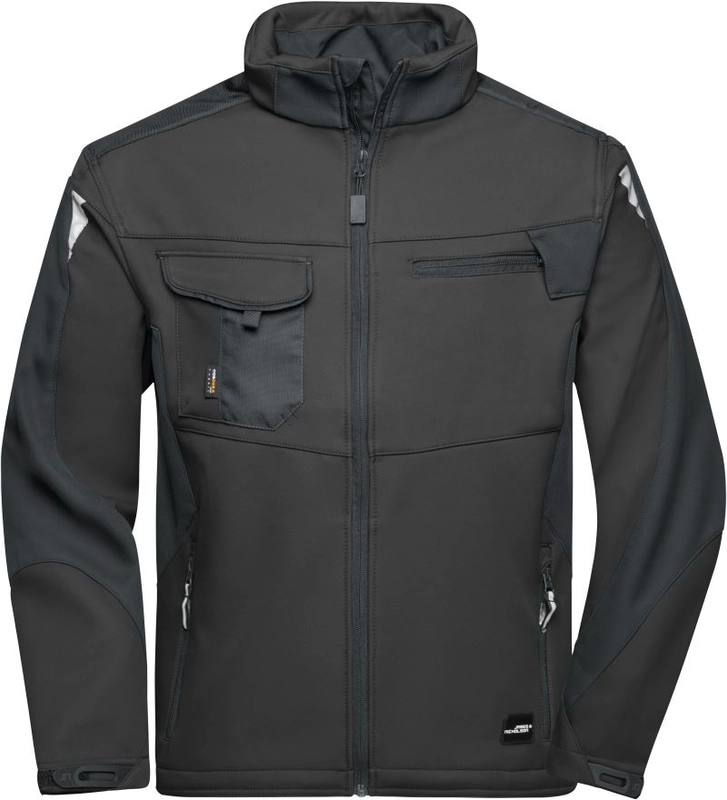 Pracovná letná softshellová bunda - Strong | James & Nicholson | JN 844, čierna/čierna, 4XL