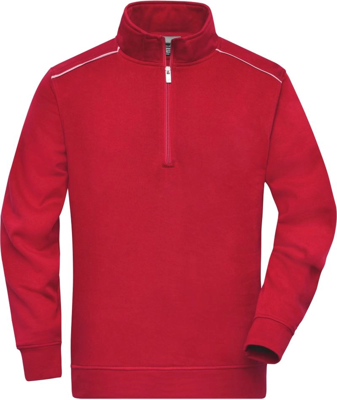 Pracovná mikina s 1/2 zipsom - Solid | James & Nicholson | JN 895, červená, XXL