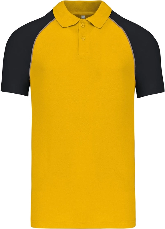 Baseballové piqué polo | Kariban | K226, žltá/svetlosivá/čierna, S