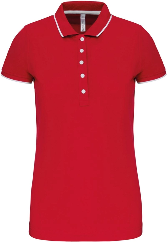Dámske kontrastné piqué polo | Kariban | K252, červená/biela/námornícka, L