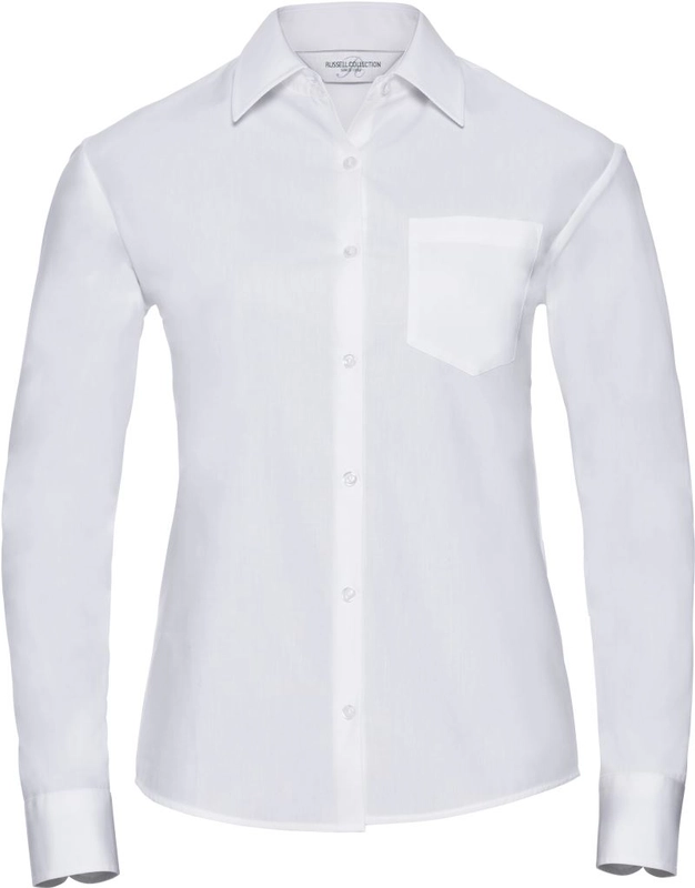 Popelínová blúzka s dlhým rukávom | Russell | 936F, biela, 4XL