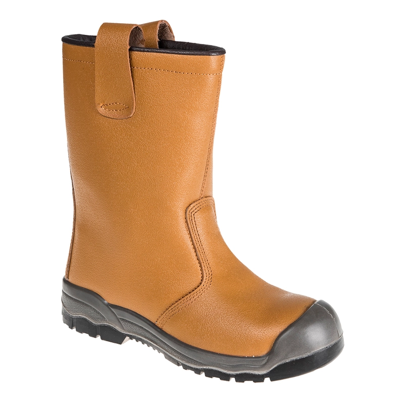 FW13 Oceľové akčné kožené topánky Rigger Boot S1P SR Portwest, hnedá, 47