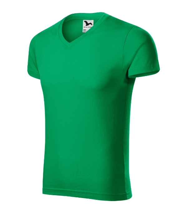 Tričko pánske Slim Fit V-neck 146 MALFINI® trávovo zelená 2XL